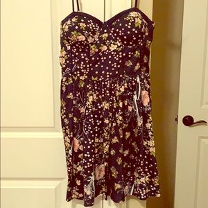 Navy floral print dress